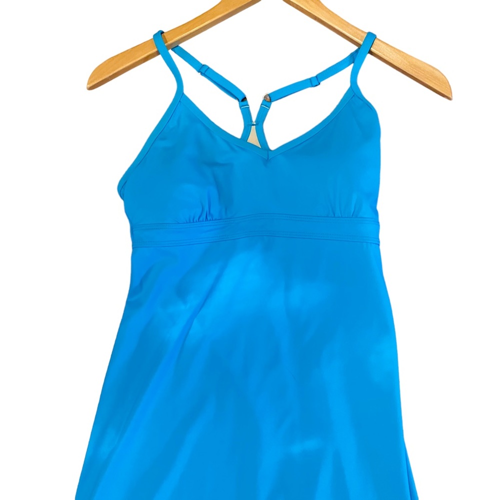 Athleta Blue Tidal Shorebreak Swim Tank Dress with Shelf Bra Athletic - Picture 3 of 7